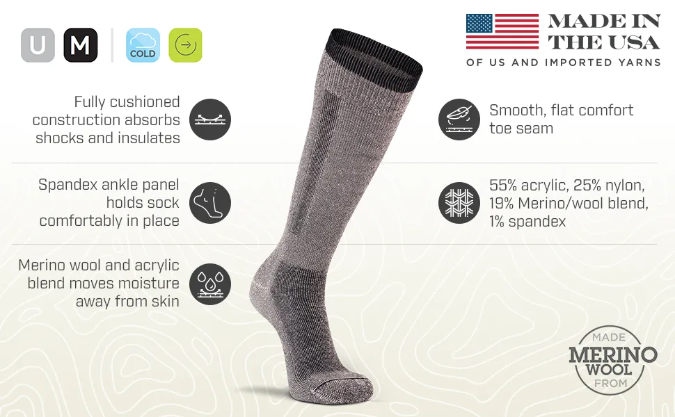 FoxRiver Snow Pack Over The Calf Merino Wool, 2 Pack, Skiing Socks 9-11.5 Black - 5810_4