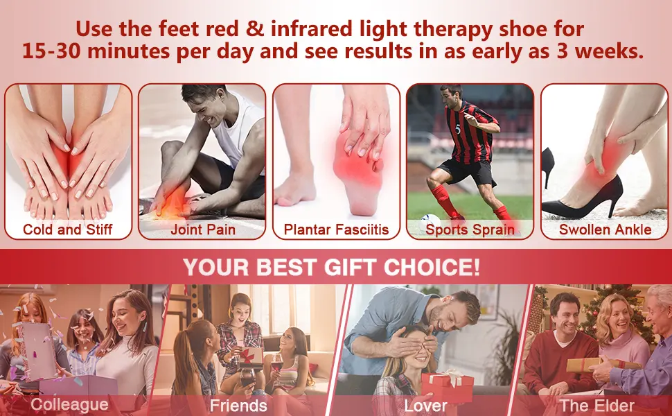 Red Infrared Light Therapy Shoe Infrared Light for Feet Ankle Toes Instep Pain Relief - Single - red light therapy shoe