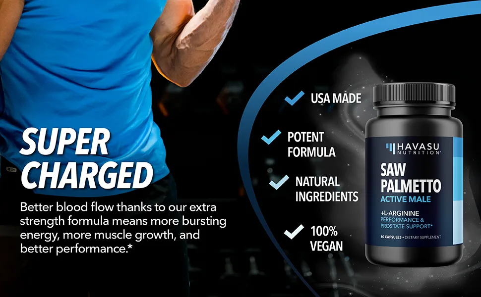 HAVASU NUTRITION Saw Palmetto active male L-Arginine - 60 Capsules - performance prostate support