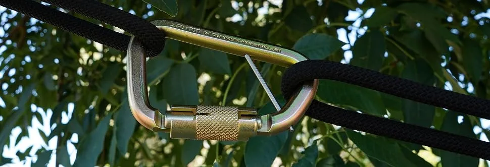 Fusion Climb Tacoma Steel High Strength Auto Lock Modified D-Shaped Steel Carabiner, Steel Clip GOLD - 9005