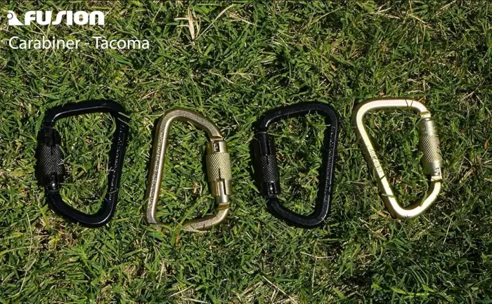 Fusion Climb Tacoma Steel High Strength Auto Lock Modified D-Shaped Steel Carabiner, Steel Clip GOLD - 9005