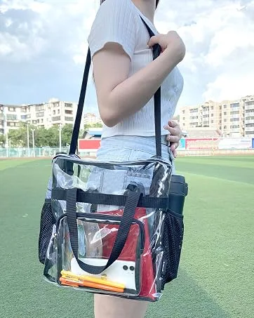 Clear Crossbody Bag Stadium Approved, Clear Messenger Shoulder Bag with Adjustable Strap for Work, Concerts, Sports Events - clear tote bag