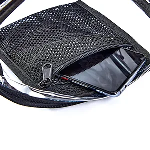 Clear Crossbody Bag Stadium Approved, Clear Messenger Shoulder Bag with Adjustable Strap for Work, Concerts, Sports Events - mesh pocket
