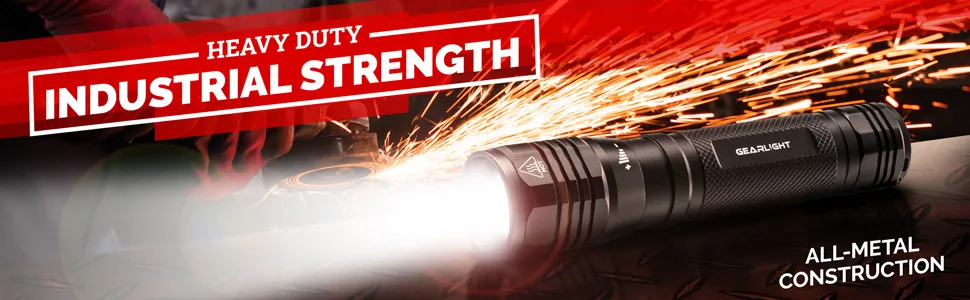 GearLight S2500 LED Flashlight - Extremely Bright, Powerful Tactical Flashlights with High Lumens for Camping, Emergency & Everyday Use - All metal constuction heavy duty industrial strength