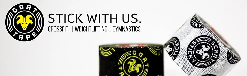 Goat Tape Scary Sticky Premium Athletic/Weightlifting Tape Black & Yellow Pack of 2 - Main Banner
