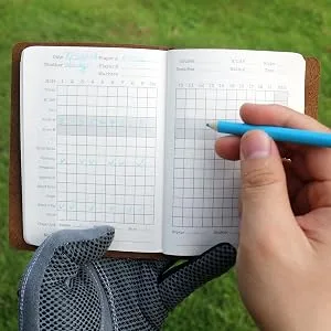 Handy Picks Leather Golf Log Book, Handmade n Refillable, Golf Log n Yardage Book Included Buckskin - Golf Log Details