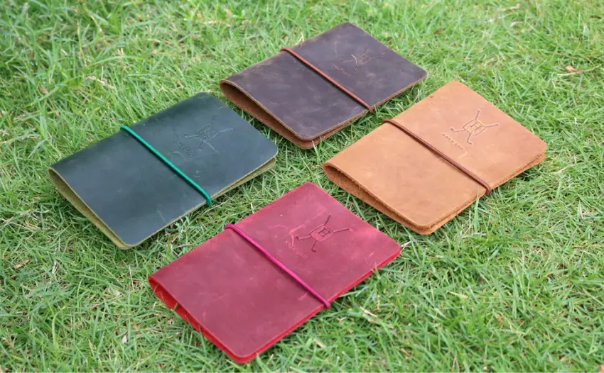 Handy Picks Leather Golf Log Book, Handmade n Refillable, Golf Log n Yardage Book Included Buckskin - Golf Scorecard Holder, Top Grain Leather, Colorful Leather, Premium Golf Gift