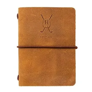 Handy Picks Leather Golf Log Book, Handmade n Refillable, Golf Log n Yardage Book Included Buckskin - Leather Scorecard Holder Handy Picks