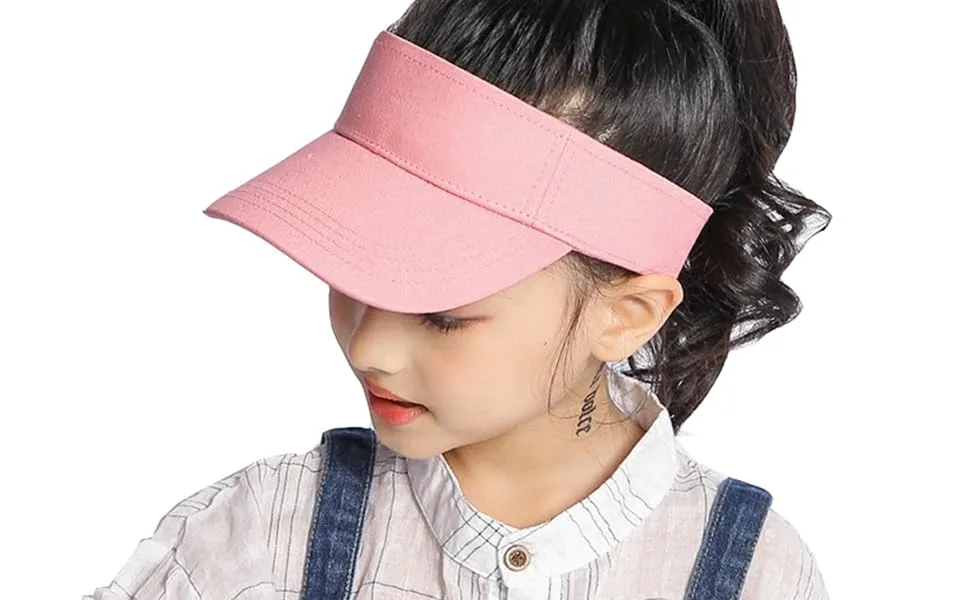 Kids Visor Sun Hat Adjustable Athletic Sports Hat 6 to 12 Years Old Black 6-12 Years - kids sun visor pink