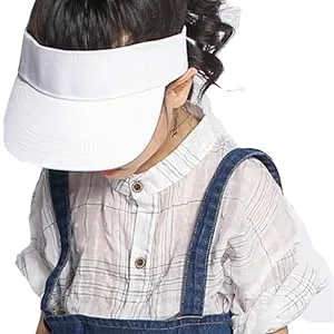Kids Visor Sun Hat Adjustable Athletic Sports Hat 6 to 12 Years Old Black 6-12 Years - kids sun visor (white)
