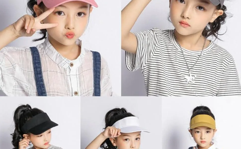 Kids Visor Sun Hat Adjustable Athletic Sports Hat 6 to 12 Years Old Black 6-12 Years - Kids Visor Sun Hat Adjustable Athletic Sports Hat