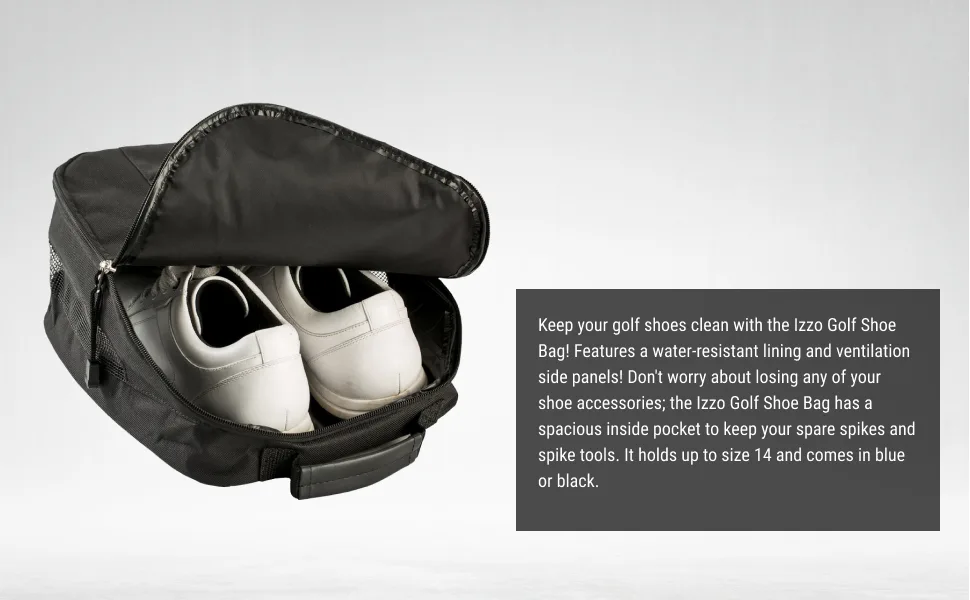 IZZO Golf #90592 Shoe Bag Black - golf shoe bag