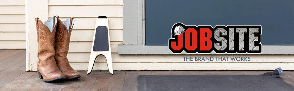 JobSite Boot Jack - Wood Boot Remover - Extra Wide Boot Puller for Taking off Boots 1 Pack - boot puller and cowboy boots on wooden porch