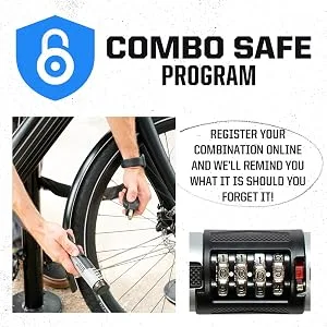 Kryptonite Combo Bike Cable Lock 6 ft Coiled Secure 12mm Braided Steel Cable 4-Digit Resettable Combination Cable Lock with Bright LED Rear Bicycle Light - Combo Safe