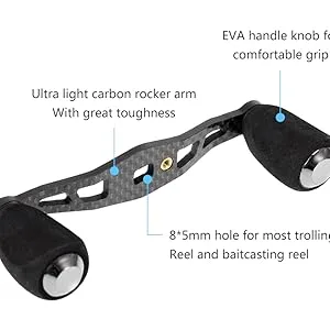 Lixada Carbon Fishing Reel Handle Carbon Baitcasting Trolling Reel Handle Left Right Ultralight Reel Handle Reel Crank Accessory with converter - product information 3