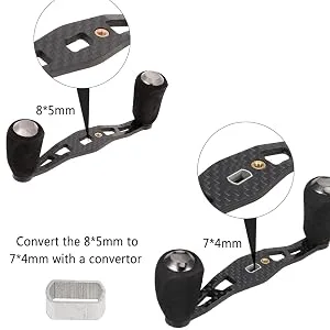 Lixada Carbon Fishing Reel Handle Carbon Baitcasting Trolling Reel Handle Left Right Ultralight Reel Handle Reel Crank Accessory with converter - product information 4