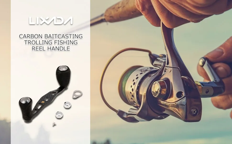 Lixada Carbon Fishing Reel Handle Carbon Baitcasting Trolling Reel Handle Left Right Ultralight Reel Handle Reel Crank Accessory with converter - sdcfvg