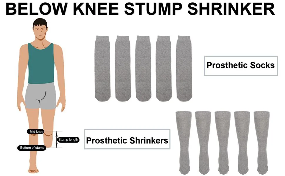 Luqeeg 5pcs Amputee Socks, Soft Breathable Elastic BK Stump Shrinker, Cotton Sweat Absorption Prosthetic Socks for Partial Foot Amputation, Amputee Care, Stump Protection, Limb Compression(L) - product information 16