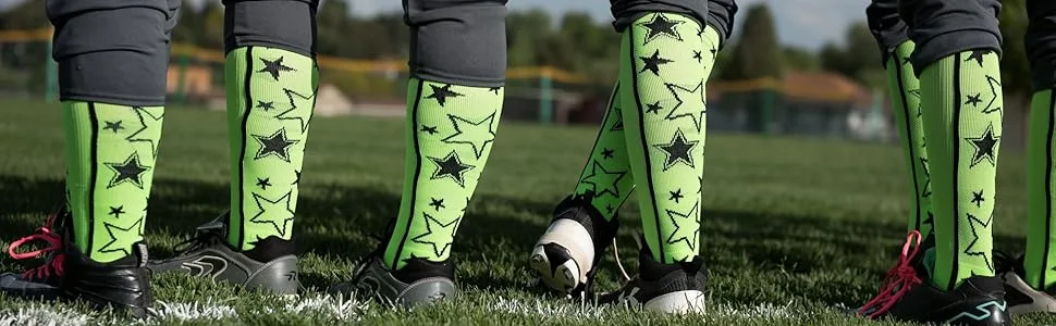 Crazy Socks with Lightning Bolts (multiple colors) Multi-neon/Black Small - Team Wearing Crazy Stars Softball Socks