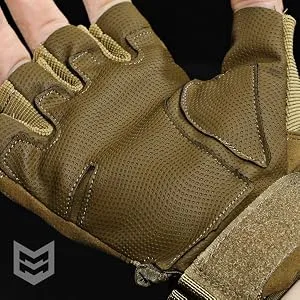 Mission Made Fingerless Hellfox Tactical Gloves for Men Pitch Black Medium - Mission Made Fingerless Hellfox Gloves - Reinforced Microfiber
