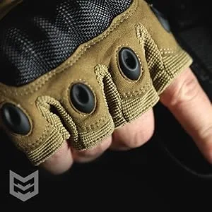 Mission Made Fingerless Hellfox Tactical Gloves for Men Pitch Black Medium - Mission Made Fingerless Hellfox Gloves - Fingerless Design