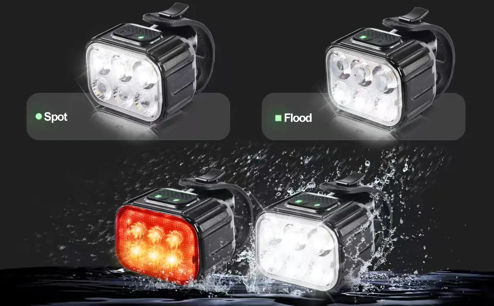Bright LED Bike Headlight for Night Riding, USB Rechargeable Bicycle Light Bicycle, Headlight and Taillight Combo-Newlight66 - bike light