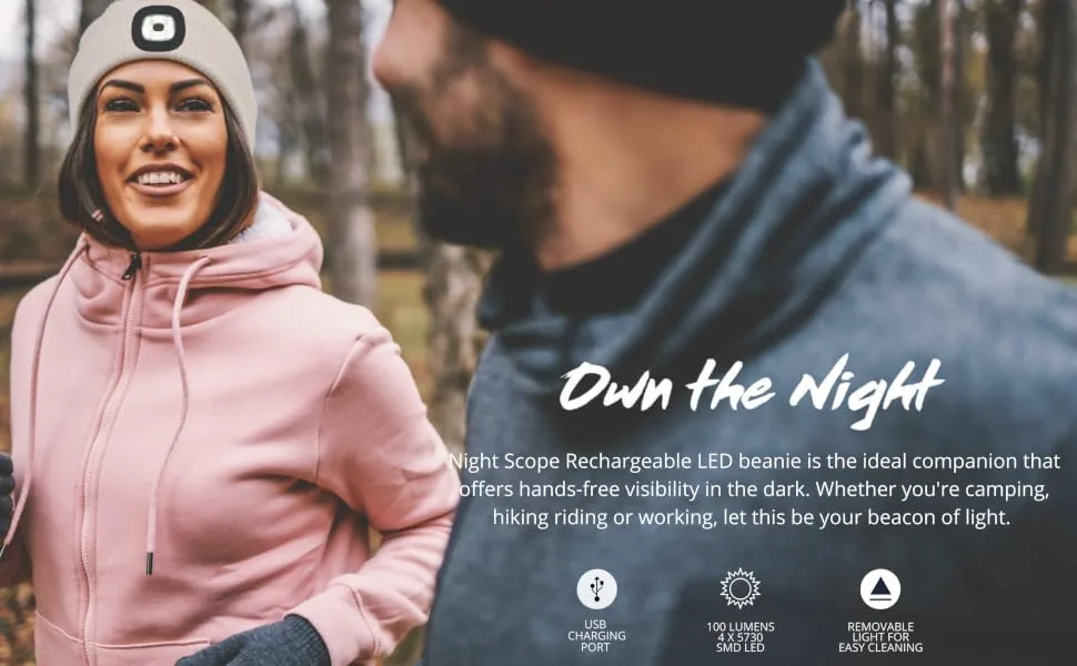 Night Scout Rechargeable LED Beanie One Size Blue - led beanie