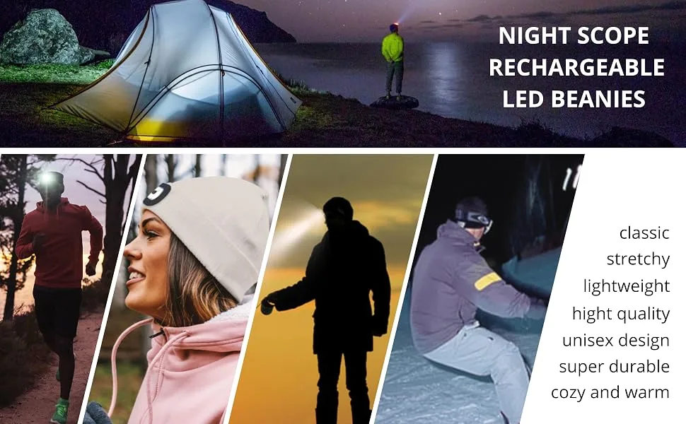 Night Scout Rechargeable LED Beanie One Size Blue - led beanies