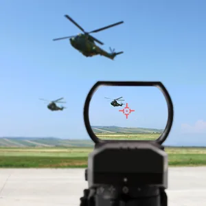 Reflex Sight, Ohuhu Red Green Dot Gun Sight Scope Reflex Sight Holographic Sight Airsoft Sight with 4 Adjustable Reticle Patterns 20mm Rail Black - red dot sight