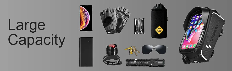 Bike Phone Front Frame Bag - Bicycle Bag Waterproof Top Tube Cycling Phone Mount Pack Phone Case for 6.5 iPhone Plus xs max - large capacity