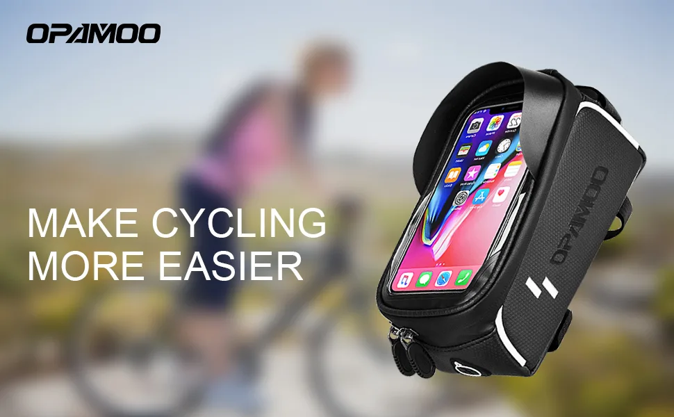 Bike Phone Front Frame Bag - Bicycle Bag Waterproof Top Tube Cycling Phone Mount Pack Phone Case for 6.5 iPhone Plus xs max - logo picture
