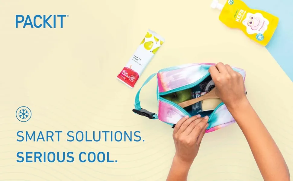 PackIt Freezable Reusable Snack Box, Tie Dye Sorbet Multicolor/Assorted Snack Box - module 1 snack box