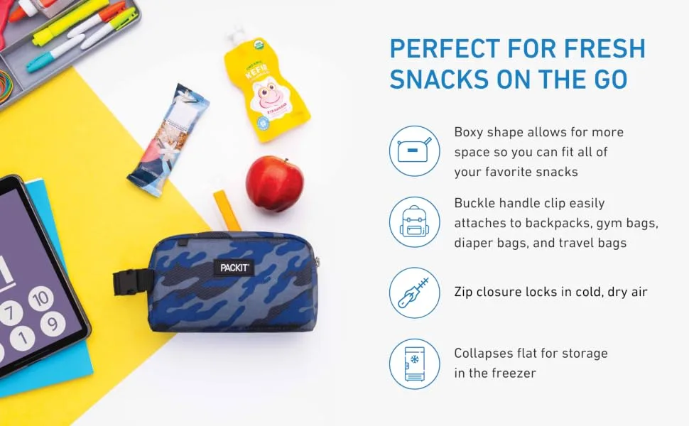 PackIt Freezable Reusable Snack Box, Tie Dye Sorbet Multicolor/Assorted Snack Box - module 2 snack boc