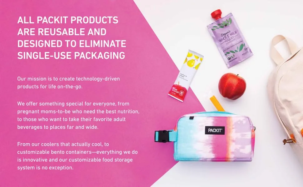 PackIt Freezable Reusable Snack Box, Tie Dye Sorbet Multicolor/Assorted Snack Box - module 4 snack box