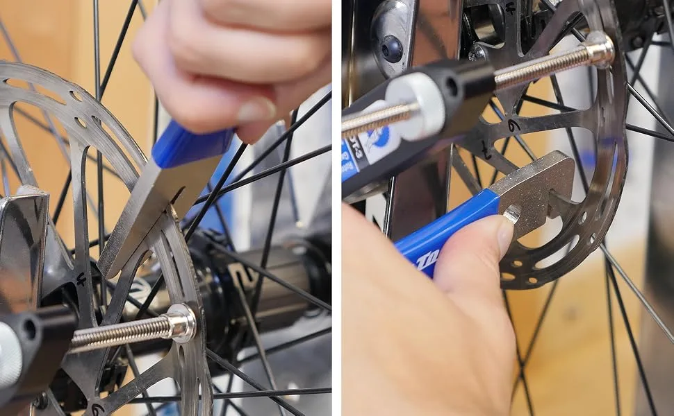 Park Tool Rotor Truing Fork - DT-2C One Color One Size - Park Tool DT-2 Truing Fork in use in conjunction with DT-3 Rotor Truing Gauge