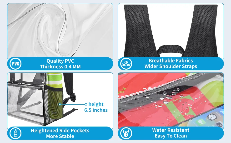 Paxiland Clear Backpack Stadium Approved 12x12x6 Heavy Duty Clear Mini Backpack with Ipad Compartment for School Sport Event Concert Festival - clear backpack stadium approved clear backpack for girls heavy duty backpack clear mini backpack