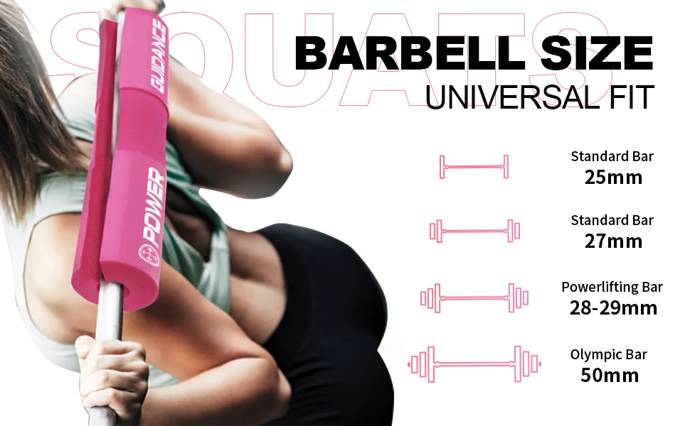 POWER GUIDANCE Barbell Squat Pad - Neck & Shoulder Protective Pad - Great for Squats, Lunges, Hip Thrusts, Weight Lifting & More - Fit Standard and Olympic Bars Perfectly Black - barbell pad, hip thrust pad, squat pad