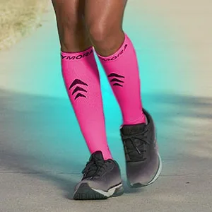 Rymora Compression Socks for Women & Men Circulation - Running, Work, Pregnancy Black (Lightweight) Medium - Rymora Pink and Fluorescent Green Compression Socks - Activity Running in Park outside