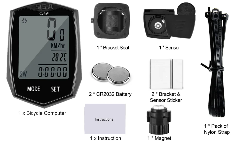 SEISSO Bike Computer Speedometer Wireless Waterproof Cycling Odometer, Smart Sensor, Auto Wake-up, Multi-Function Bicycle Speed Tracker with LCD Backlight Display - 0013--00