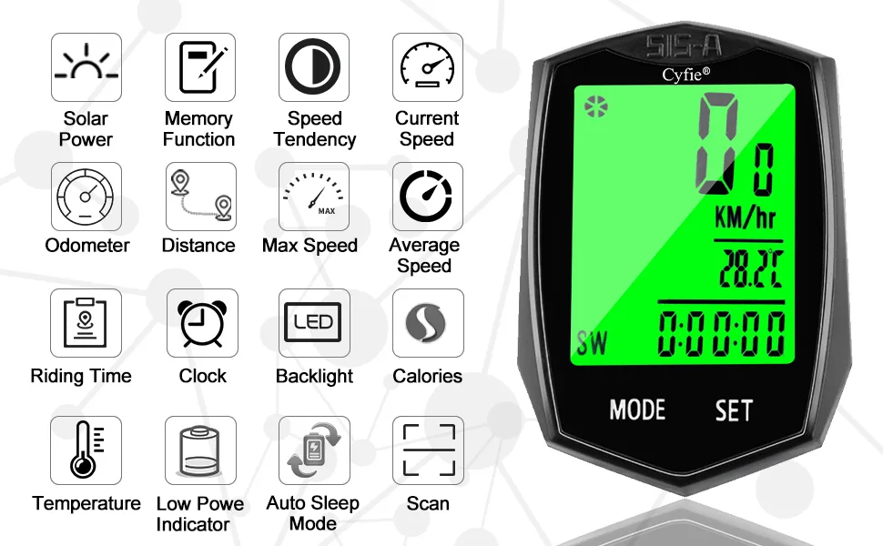 SEISSO Bike Computer Speedometer Wireless Waterproof Cycling Odometer, Smart Sensor, Auto Wake-up, Multi-Function Bicycle Speed Tracker with LCD Backlight Display - product information 6