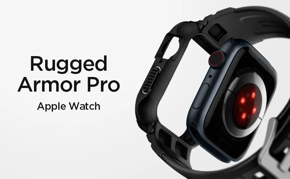 Spigen Rugged Armor Pro Compatible with Apple Watch Case with Band Series 8/7 (45mm) and Series SE2/6/SE/5/4 (44mm) - Black - product information 1