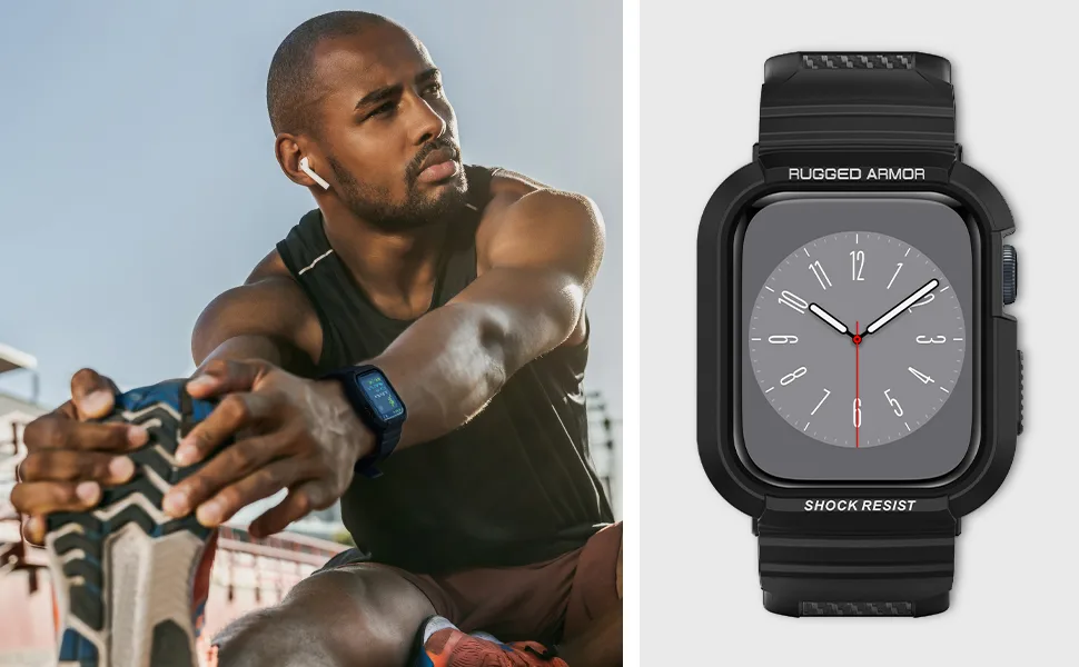 Spigen Rugged Armor Pro Compatible with Apple Watch Case with Band Series 8/7 (45mm) and Series SE2/6/SE/5/4 (44mm) - Black - product information 2