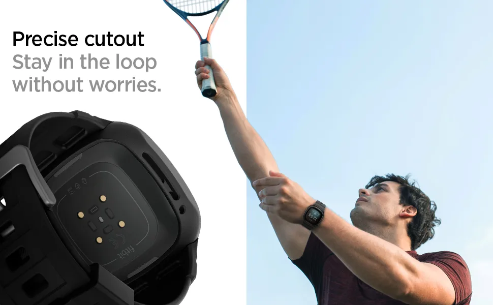 Spigen Rugged Armor Pro Designed for Fitbit Versa 3 Case with Band / Designed for Fitbit Sense Case with Band - Black - product information 6