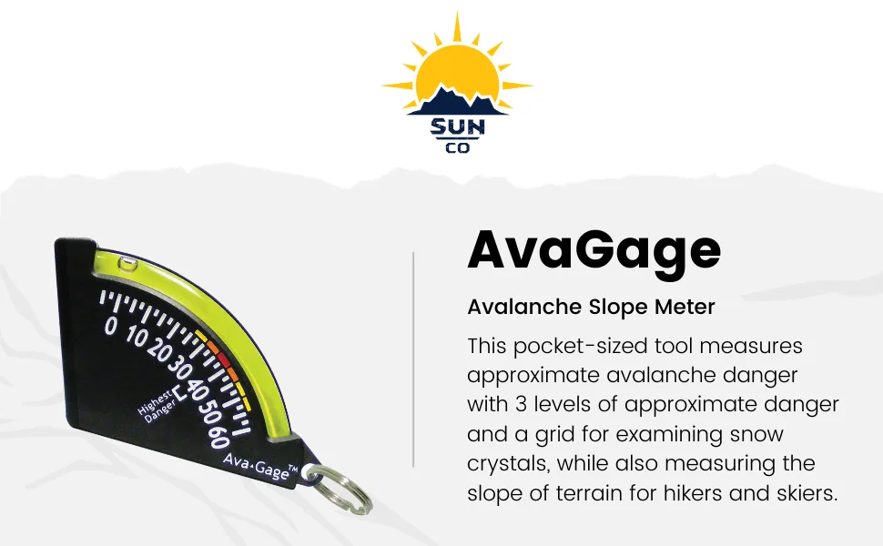 Sun Company AvaGage - Avalanche Danger Indicator | Skiing and Snowboarding Slope Meter | Trail Inclinometer - AvaGage Avalanche Slope Meter