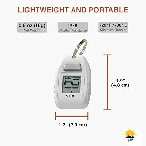 Sun Company Digital Zipogage - Compact Zipperpull Digital Thermometer | for Skiing, Snowboarding, Cold-Weather Camping, Snowshoeing, or Any Outdoor Activity - Digital Zipogage