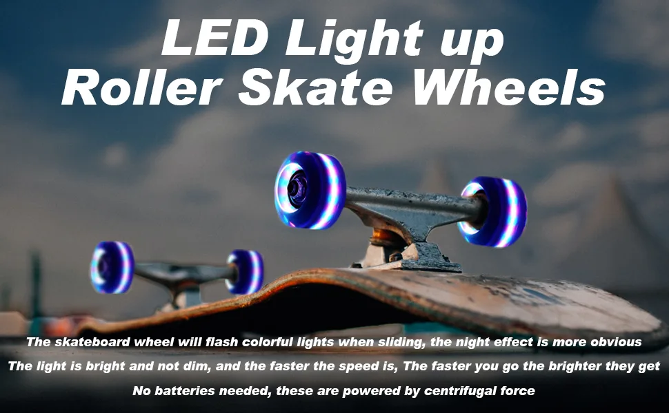 Light up Roller Skate Wheels with Bearings Luminous Quad Roller Skate Wheels for Double Row Skating and Skateboard Indoor or Outdoor Green - Magnetic core has a protective cover