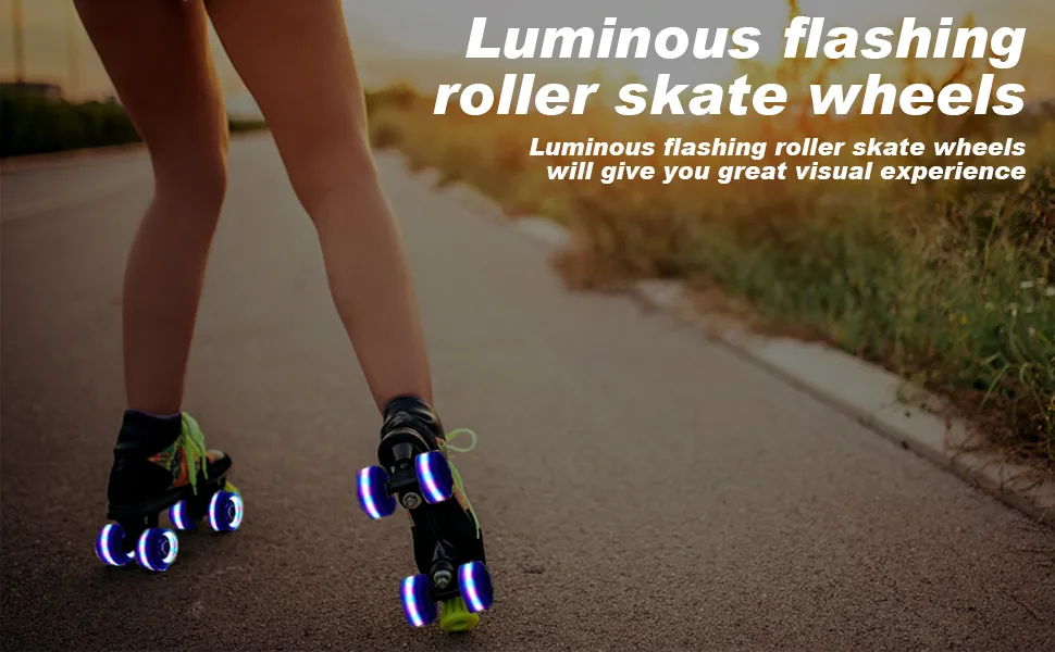 Light up Roller Skate Wheels with Bearings Luminous Quad Roller Skate Wheels for Double Row Skating and Skateboard Indoor or Outdoor Green - PU perfusion wheel sliding wear-resistant