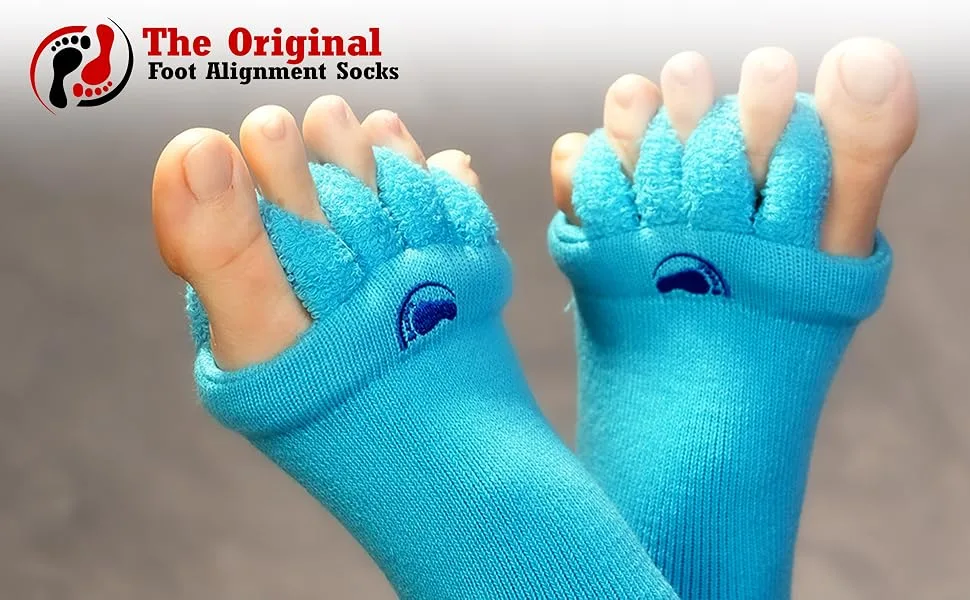 Original Foot Alignment Socks Blue (Womens 7-9/Mens 5-8) Happy Feet (Medium) Blue Medium - the original foot alignment socks