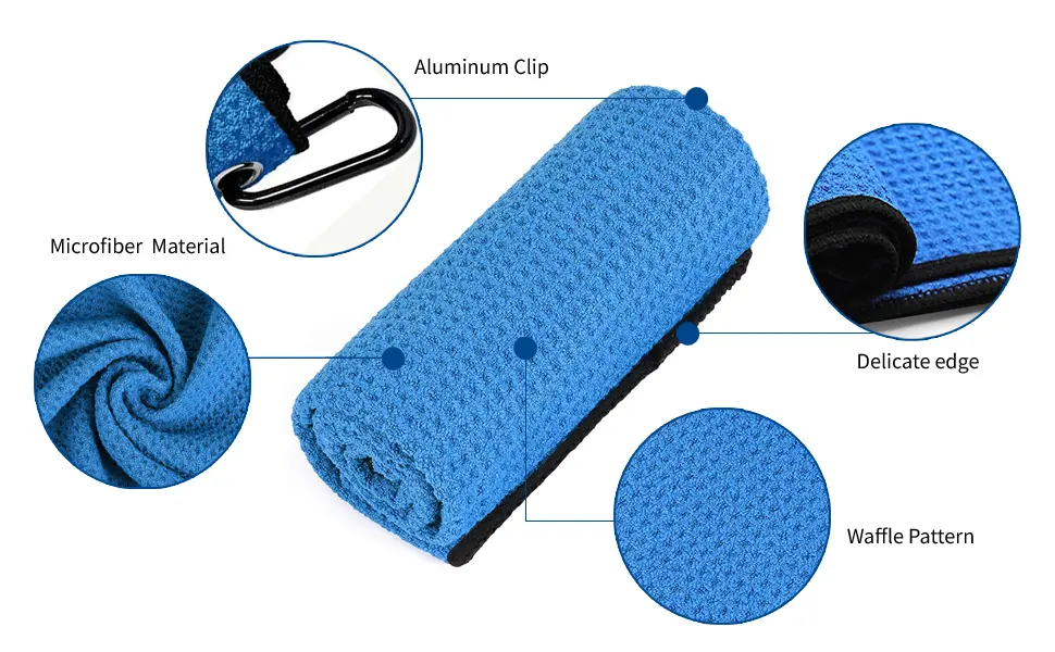 ToVii Golf Towel Microfiber Waffle Pattern Golf Towel | Brush Tool Kit with Club Groove Cleaner | Golf Divot Tool | Golf Accessories for Men Navy - product information 27
