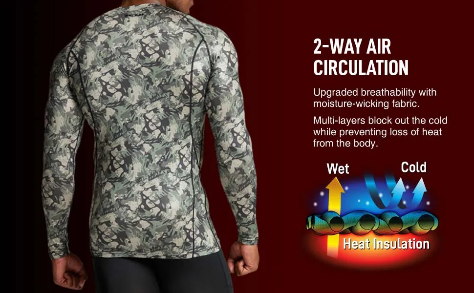 TSLA 1 or 2 Pack Men's Thermal Long Sleeve Compression Shirts, Athletic Base Layer Top, Winter Gear Running T-Shirt Heatlock Round Neck Black Medium - YUD_A+